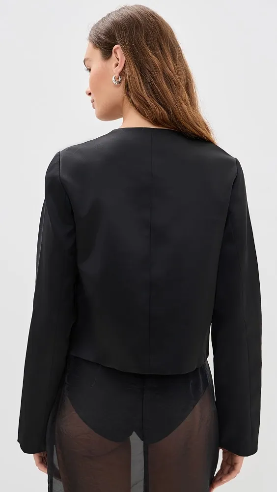Reformation Stella Cropped Satin Jacket | Thumbnail 2 Reformation Stella Cropped Satin Jacket | Thumbnail 2