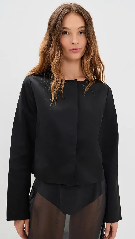 Reformation Stella Cropped Satin Jacket | Thumbnail 6 Reformation Stella Cropped Satin Jacket | Thumbnail 6