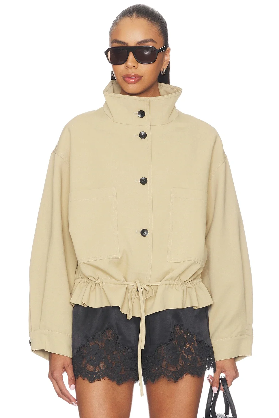 Cubic London Drawstring Short Trench Coat