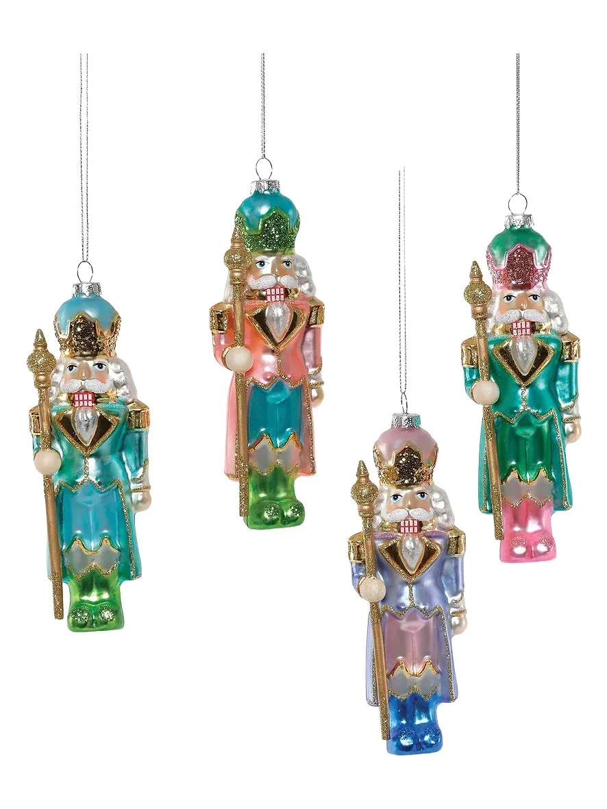 Poppy Lane Pastel Nutcracker Glass Ornament