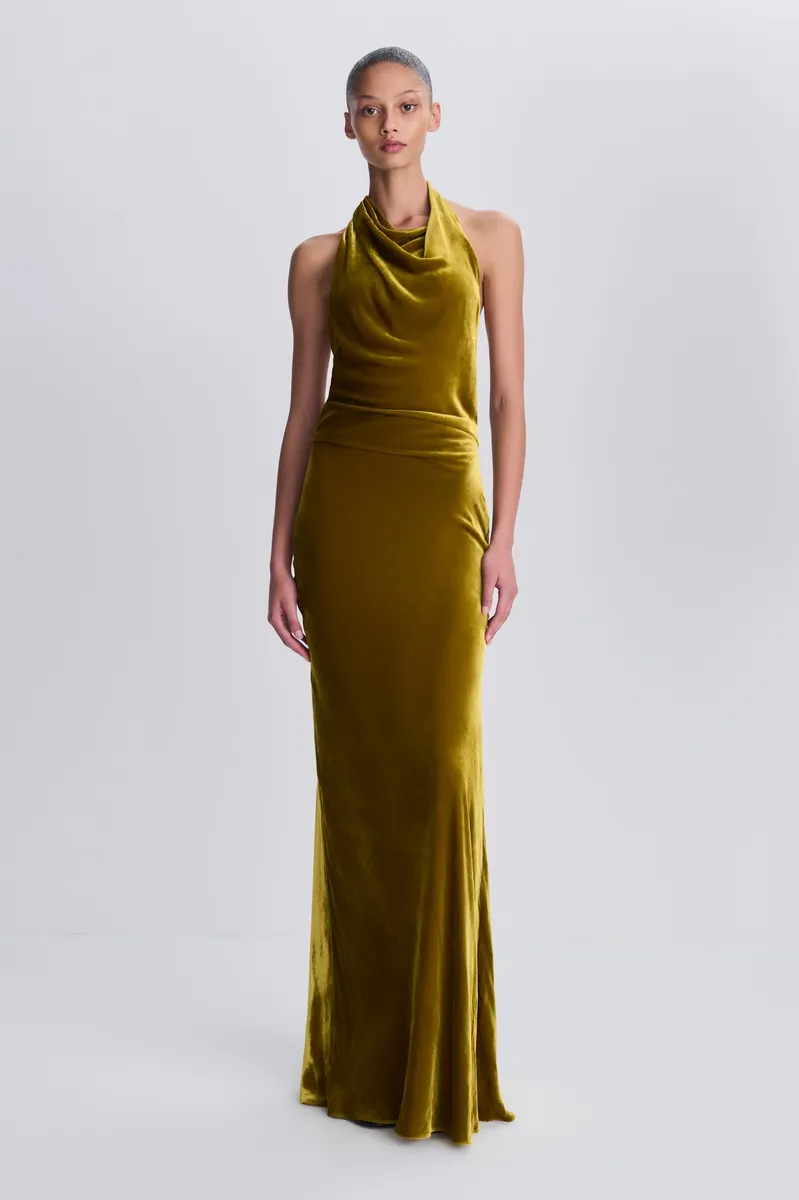 Simkhai Reannon Draped Velvet Draped Gown | Thumbnail 2 Simkhai Reannon Draped Velvet Draped Gown | Thumbnail 2