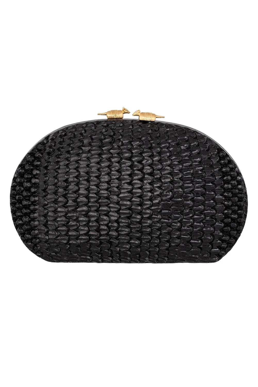 Silvia Furmanovich Diamond Black Wood Armadillo Clutch