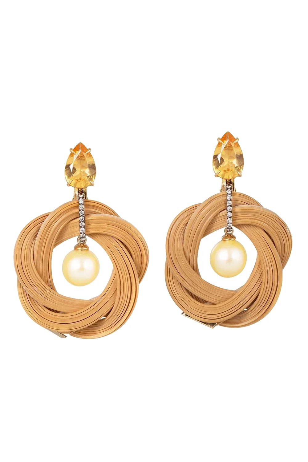 Diamond Natural Woven Bamboo Earrings Diamond Natural Woven Bamboo Earrings