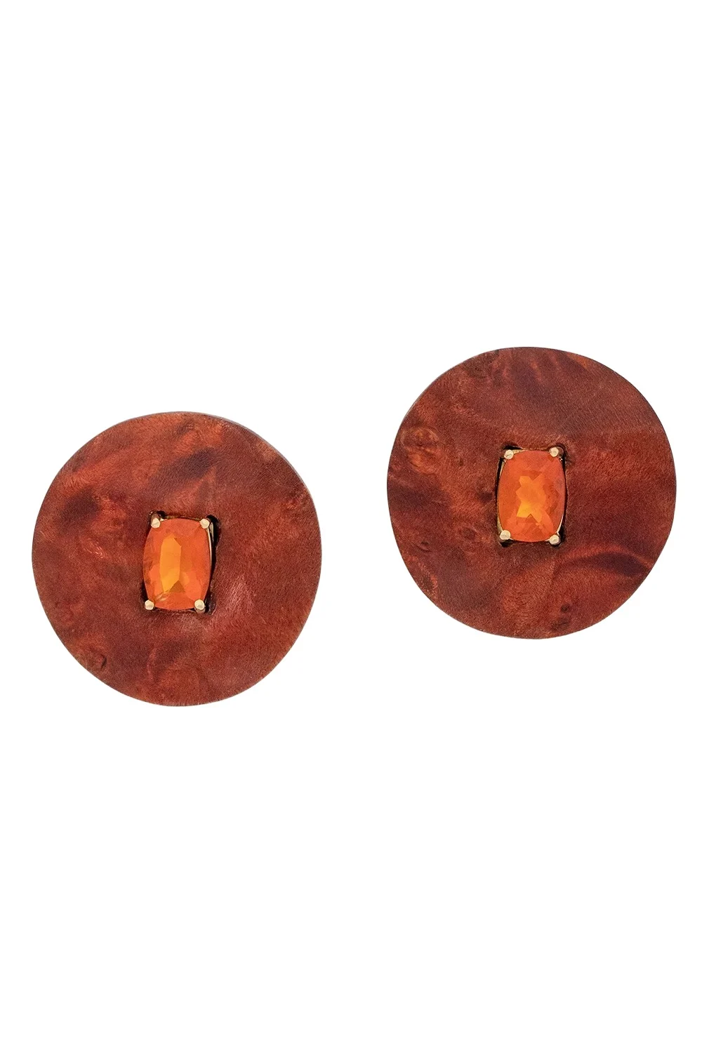 Fire Opal Rainbow Wood Earrings Fire Opal Rainbow Wood Earrings