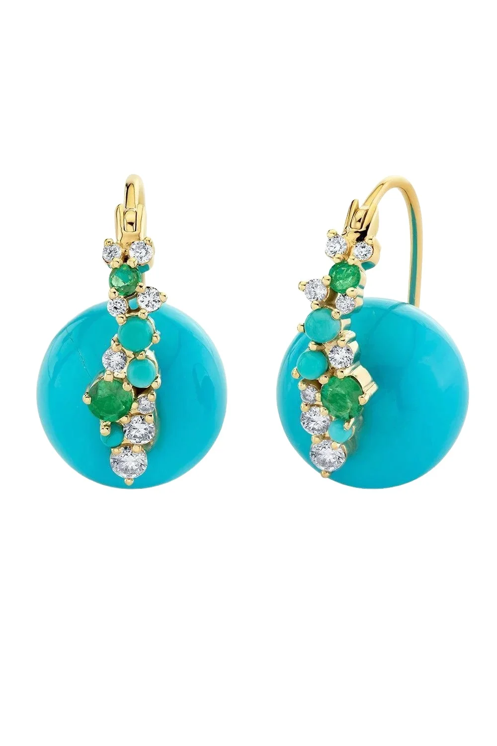 Turquoise Emerald Diamond Bead Earrings