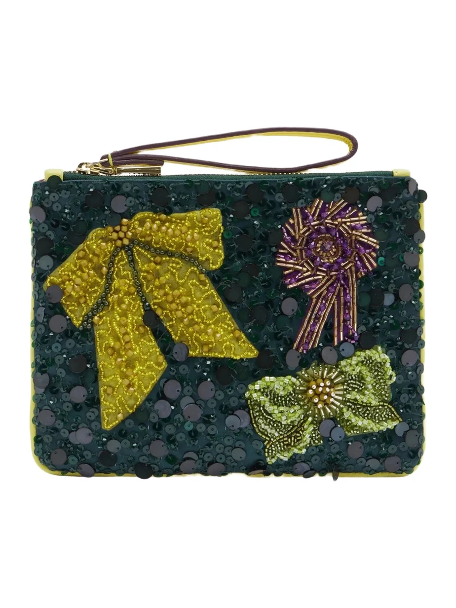 Women's Rosette Beaded Clutch