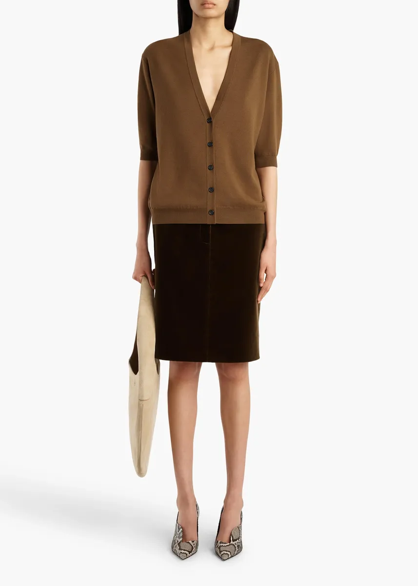 Khaite Theodora Cardigan In Brown | Thumbnail 2 Khaite Theodora Cardigan In Brown | Thumbnail 2