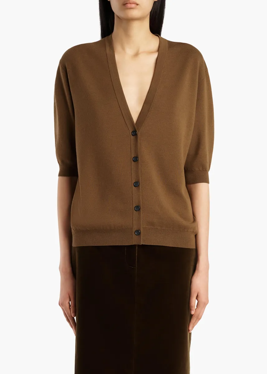 Khaite Theodora Cardigan In Brown | Thumbnail 3 Khaite Theodora Cardigan In Brown | Thumbnail 3