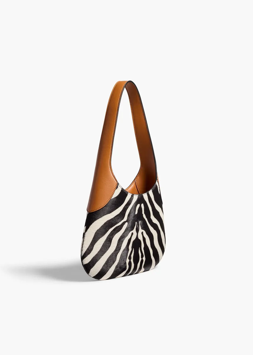 Khaite Small Joan Hobo In Zebra Print Haircalf And Tan Leather | Thumbnail 2 Khaite Small Joan Hobo In Zebra Print Haircalf And Tan Leather | Thumbnail 2