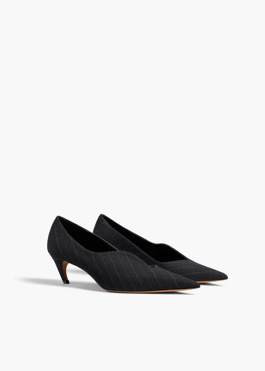 Khaite Vivien Low Pump In Black And White Pinstripe | Thumbnail 2 Khaite Vivien Low Pump In Black And White Pinstripe | Thumbnail 2