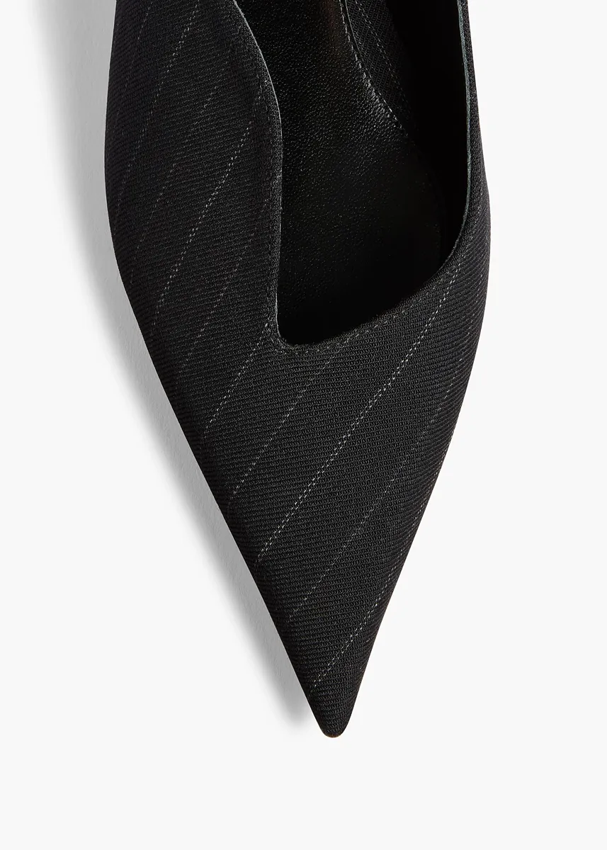 Khaite Vivien Low Pump In Black And White Pinstripe | Thumbnail 3 Khaite Vivien Low Pump In Black And White Pinstripe | Thumbnail 3