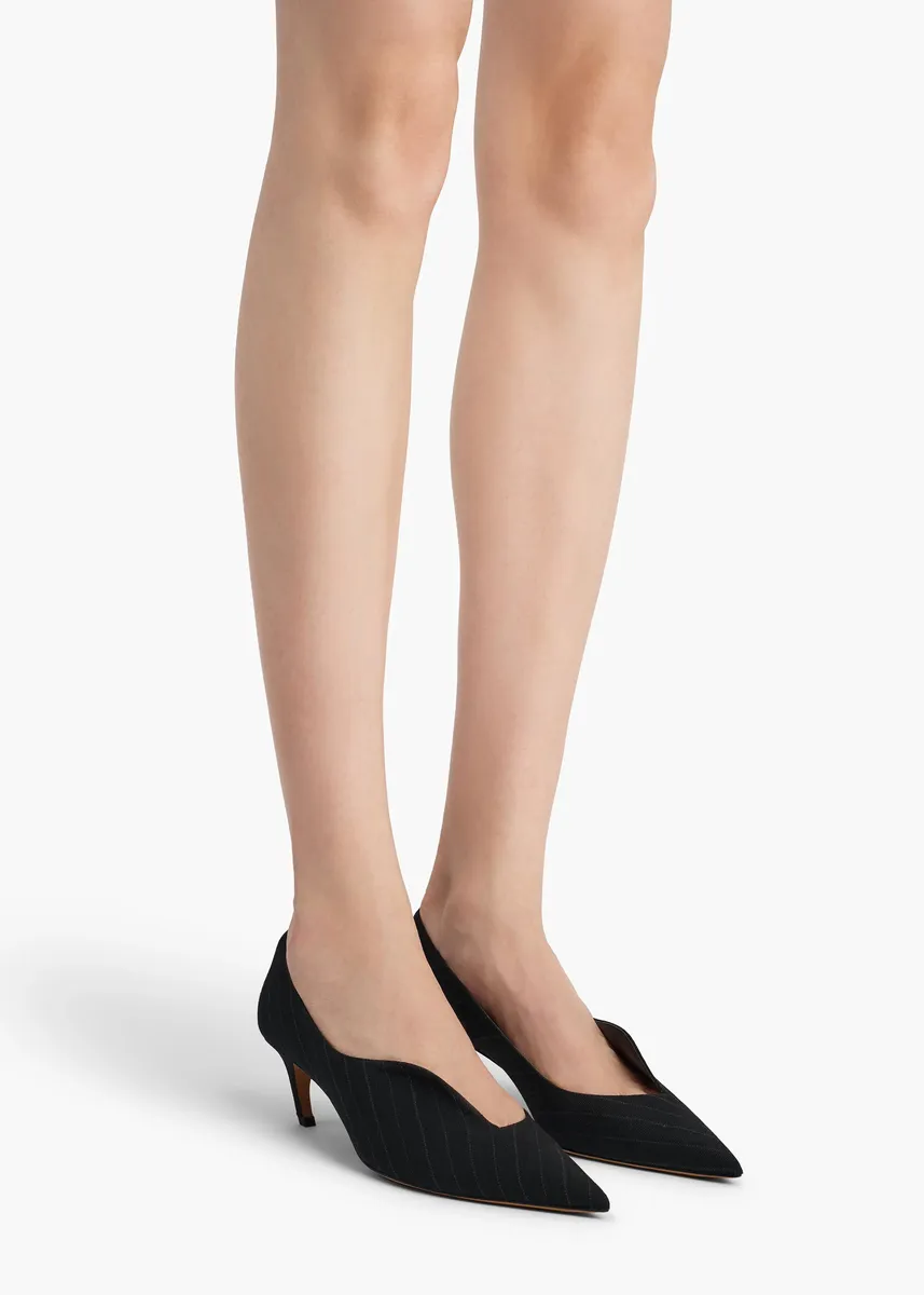 Khaite Vivien Low Pump In Black And White Pinstripe | Thumbnail 5 Khaite Vivien Low Pump In Black And White Pinstripe | Thumbnail 5