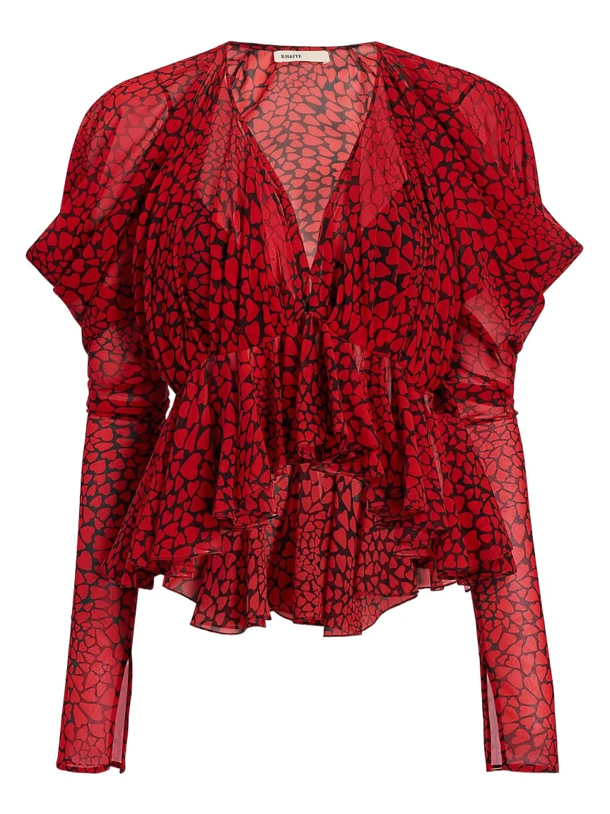 Khaite Tylar Top In Black And Red