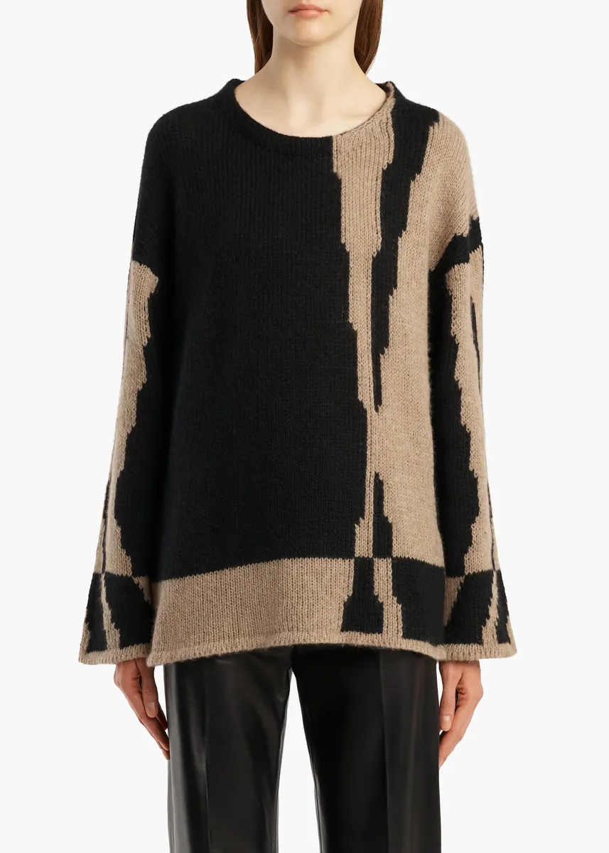 Khaite Artur Sweater In Black And Cream | Thumbnail 3