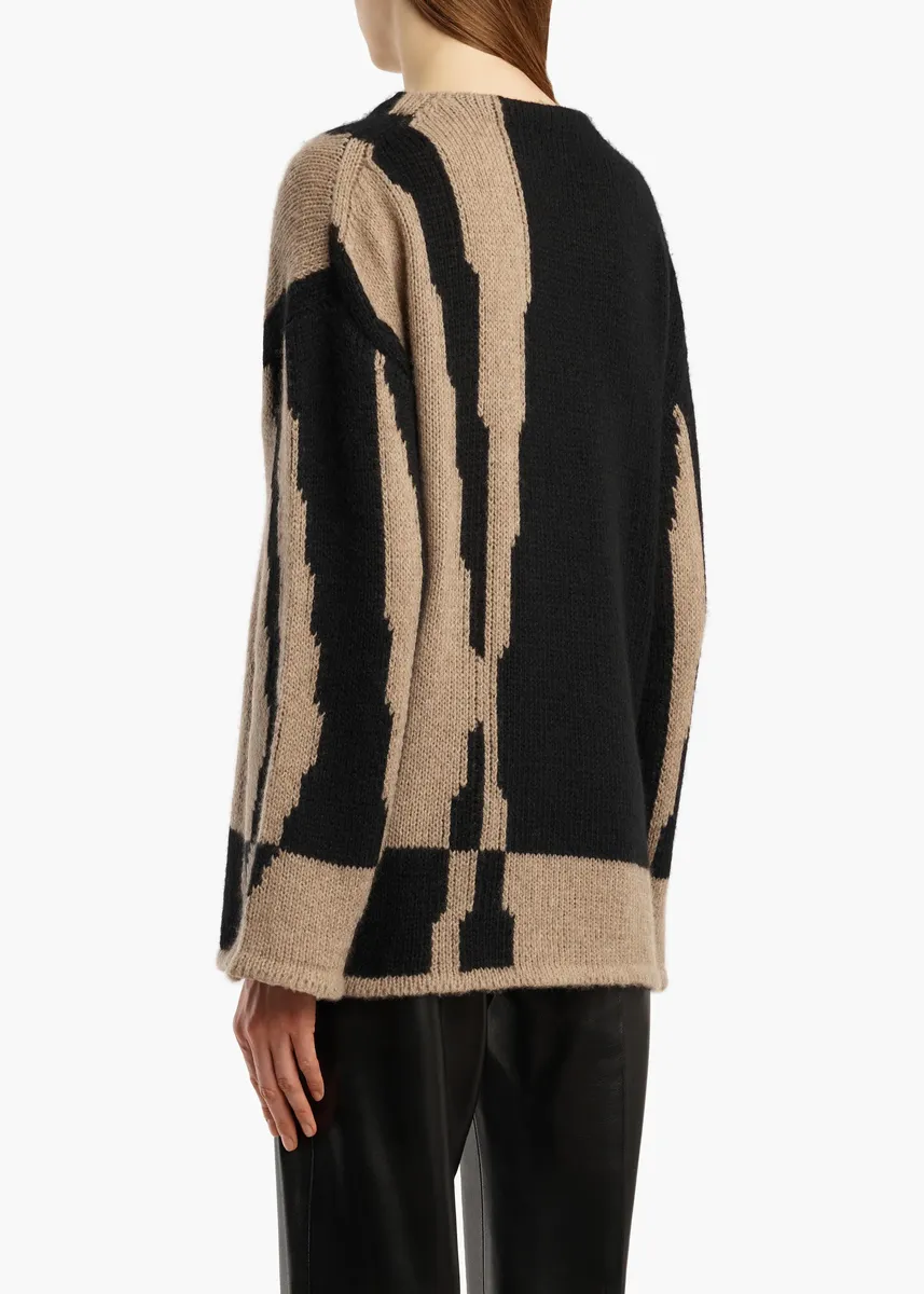 Khaite Artur Sweater In Black And Cream | Thumbnail 4