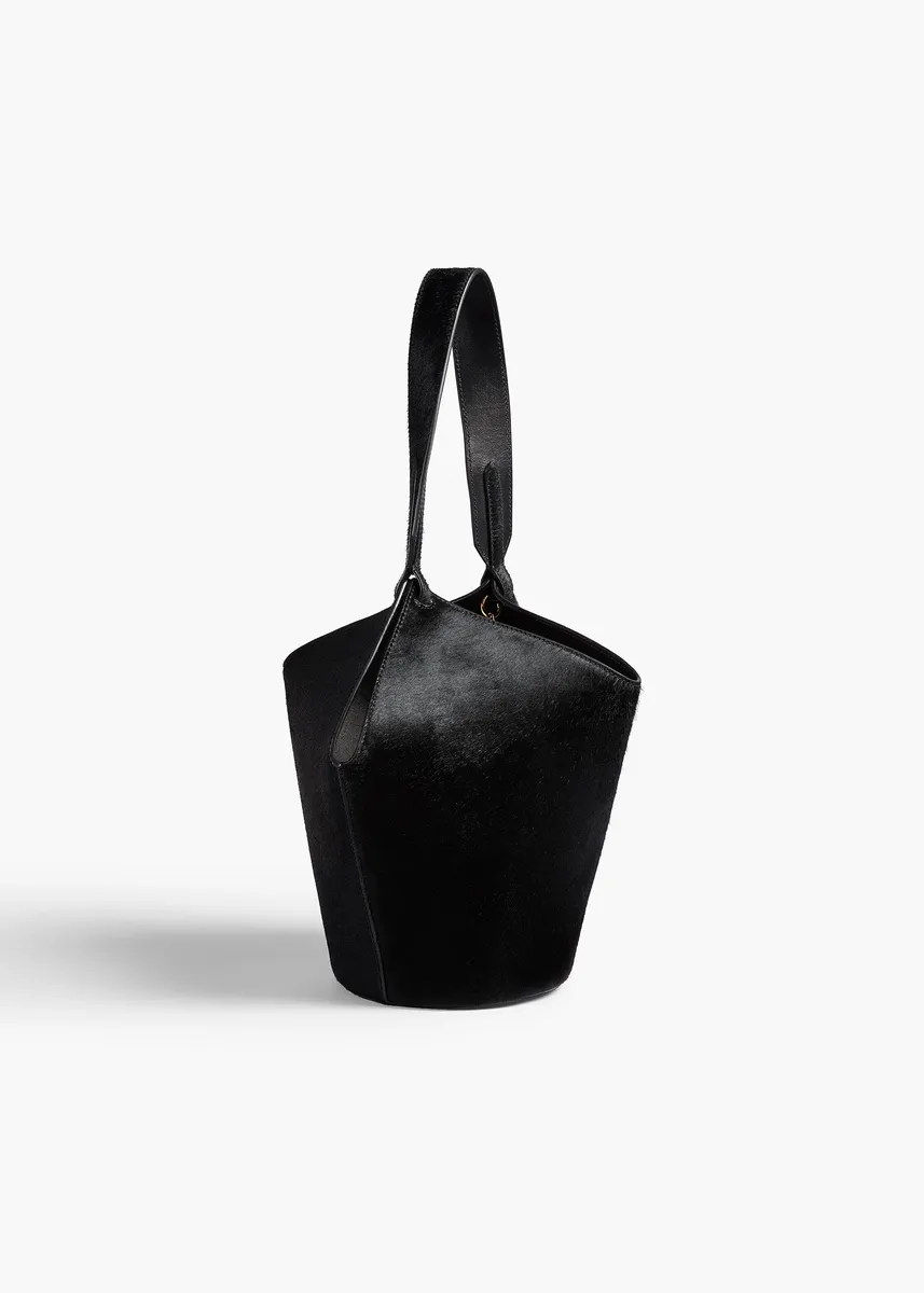 Khaite Mini Lotus Tote In Black Haircalf | Thumbnail 2 Khaite Mini Lotus Tote In Black Haircalf | Thumbnail 2