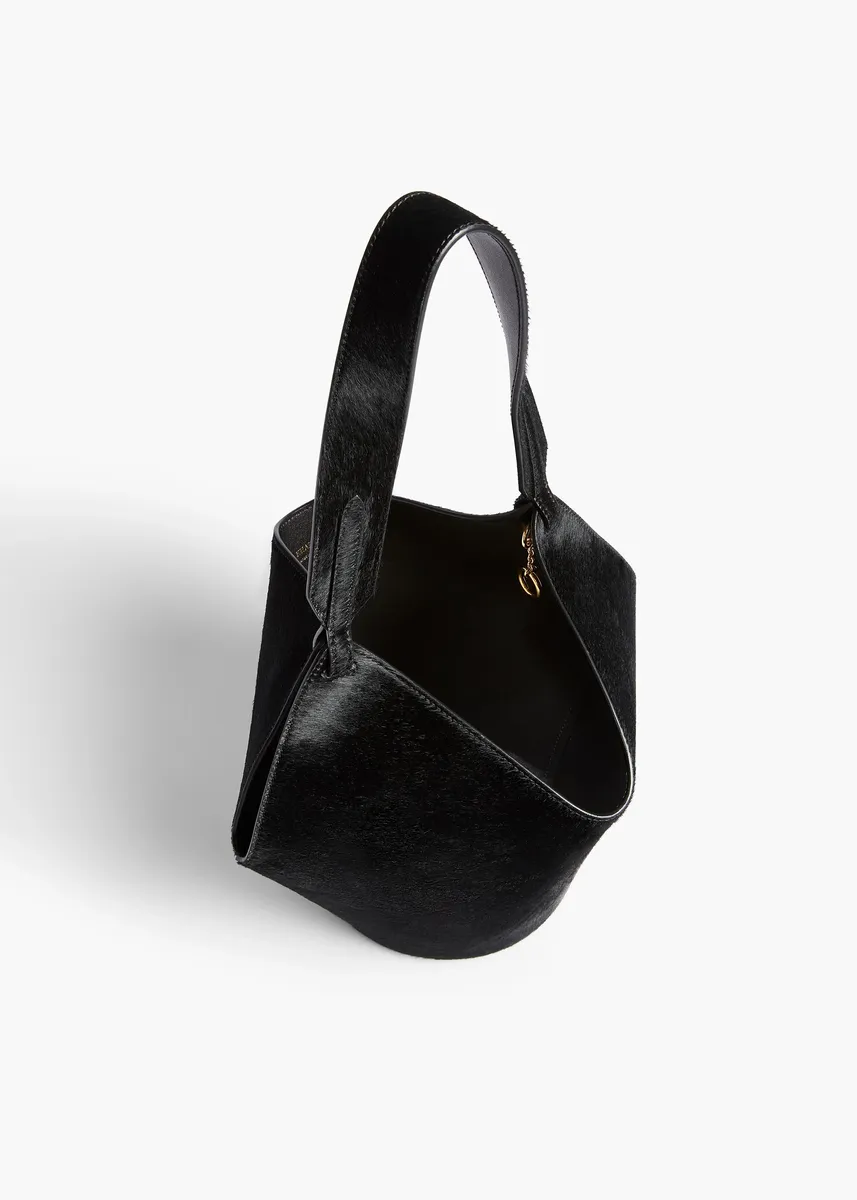 Khaite Mini Lotus Tote In Black Haircalf | Thumbnail 3 Khaite Mini Lotus Tote In Black Haircalf | Thumbnail 3