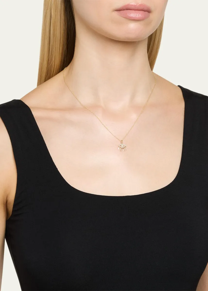 Sydney Evan 14K Gold & 0.12 TCW Diamond Evil Eye Fringe Pendant Necklace | Thumbnail 2