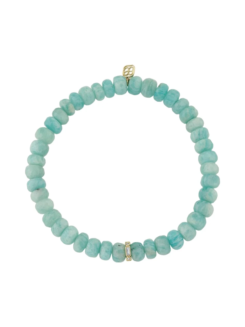 14K Gold, Amazonite & 0.018 TCW Diamond Beaded Stretch Bracelet 14K Gold, Amazonite & 0.018 TCW Diamond Beaded Stretch Bracelet