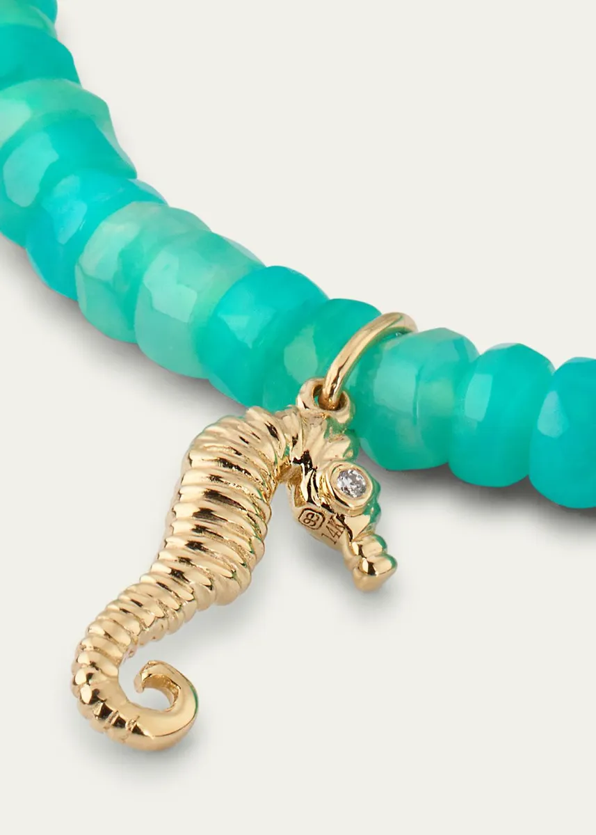 Sydney Evan 14K Yellow Gold, 0.009 TCW Diamond & Ethiopian Opal Seahorse Charm Bracelet | Thumbnail 3 Sydney Evan 14K Yellow Gold, 0.009 TCW Diamond & Ethiopian Opal Seahorse Charm Bracelet | Thumbnail 3