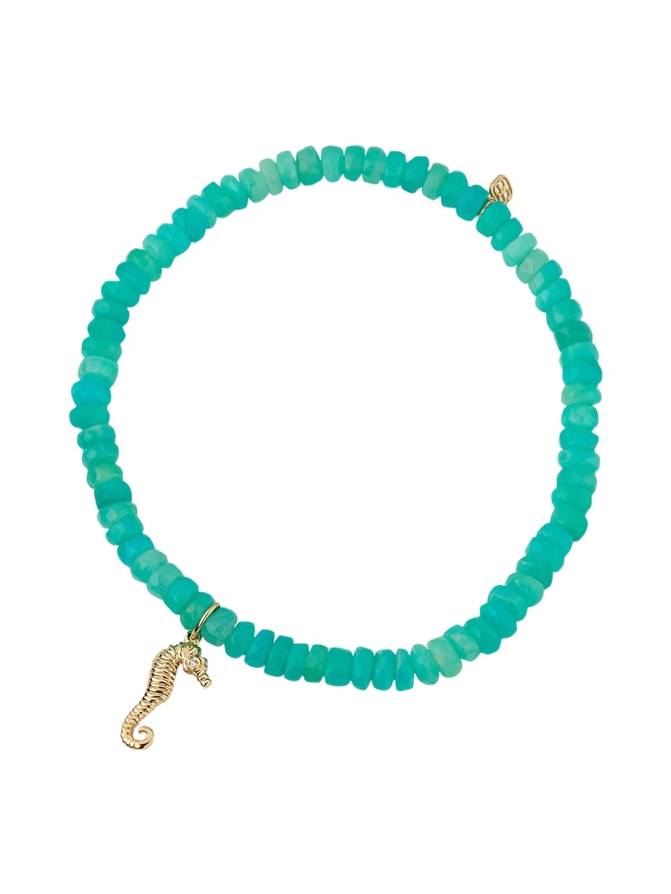 14K Yellow Gold, 0.009 TCW Diamond & Ethiopian Opal Seahorse Charm Bracelet 14K Yellow Gold, 0.009 TCW Diamond & Ethiopian Opal Seahorse Charm Bracelet