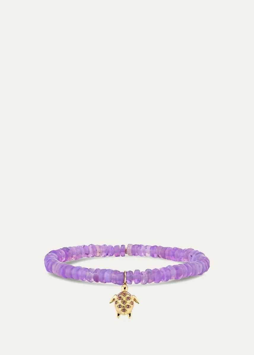 Sydney Evan 14K Yellow Gold, Ethiopian Opal & Amethyst Turtle Charm Bracelet | Thumbnail 3