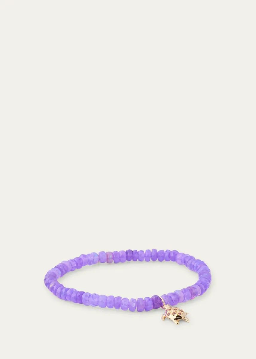 Sydney Evan 14K Yellow Gold, Ethiopian Opal & Amethyst Turtle Charm Bracelet | Thumbnail 4