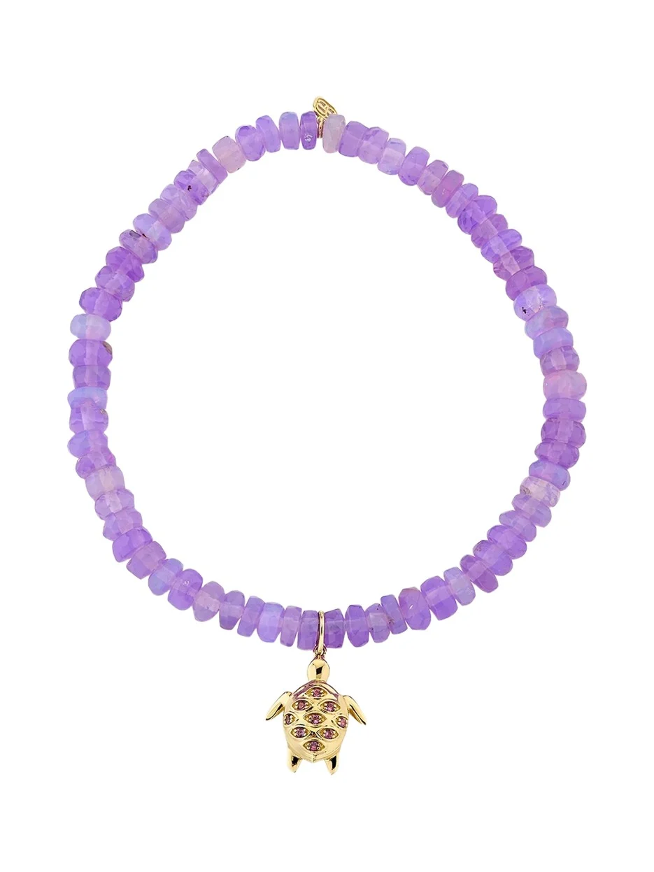14K Yellow Gold, Ethiopian Opal & Amethyst Turtle Charm Bracelet 14K Yellow Gold, Ethiopian Opal & Amethyst Turtle Charm Bracelet