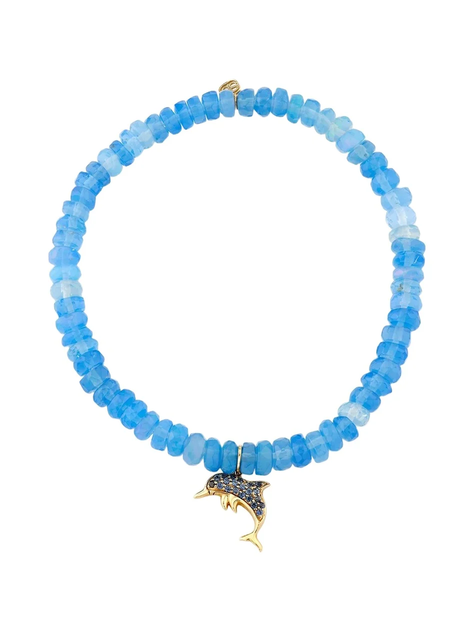 14K Yellow Gold, 0.01 TCW Diamond, Sapphire & Opal Beads Charm Bracelet 14K Yellow Gold, 0.01 TCW Diamond, Sapphire & Opal Beads Charm Bracelet