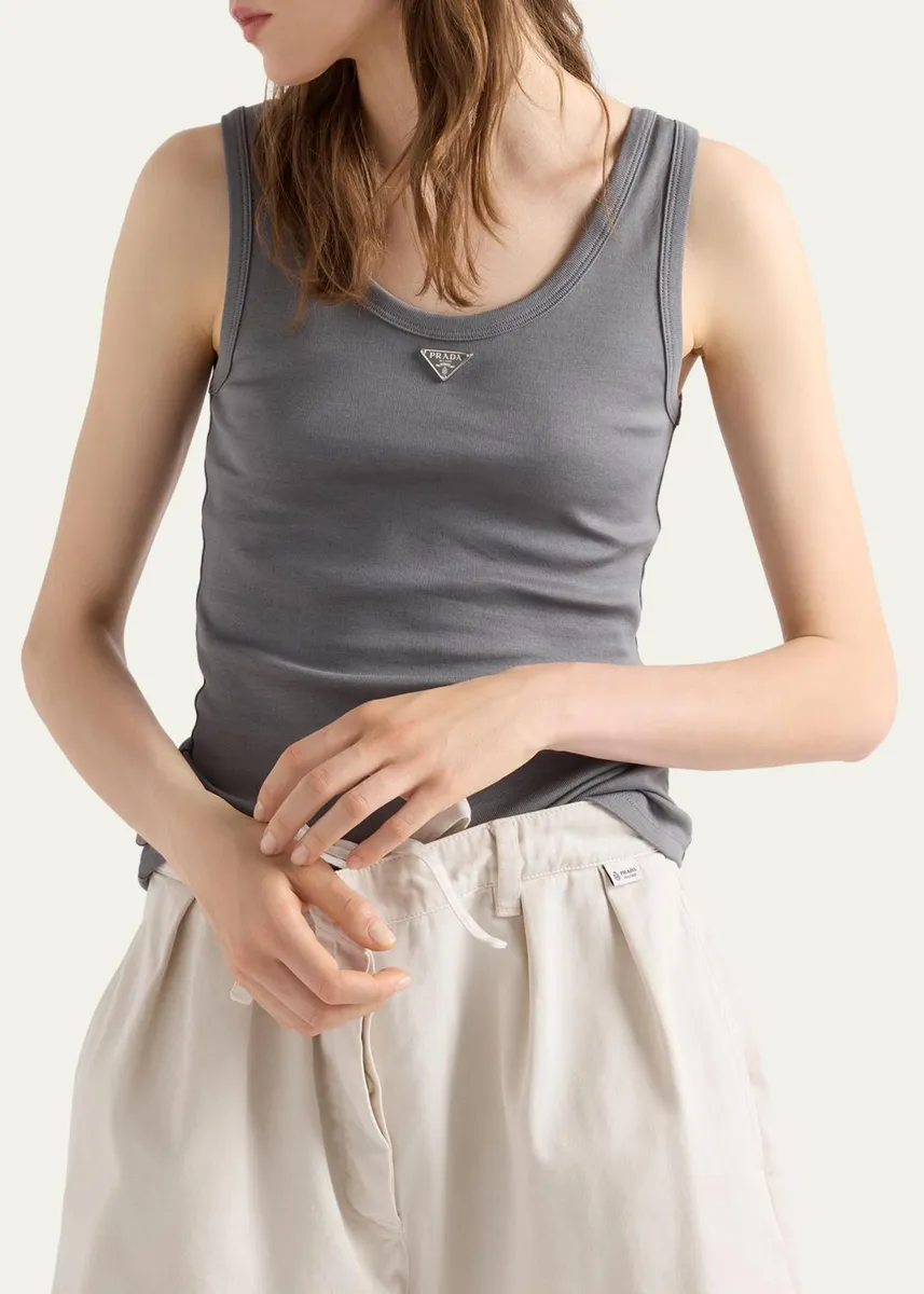 Prada Cotton Jersey Tank Top | Thumbnail 6 Prada Cotton Jersey Tank Top | Thumbnail 6