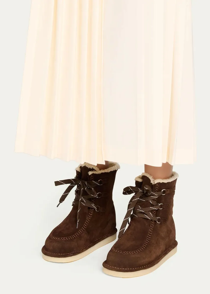 Miu Miu Suede Shearling-Lined Ankle Boots | Thumbnail 2 Miu Miu Suede Shearling-Lined Ankle Boots | Thumbnail 2