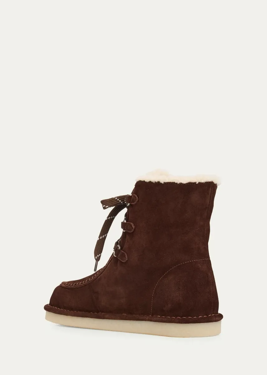 Miu Miu Suede Shearling-Lined Ankle Boots | Thumbnail 4 Miu Miu Suede Shearling-Lined Ankle Boots | Thumbnail 4