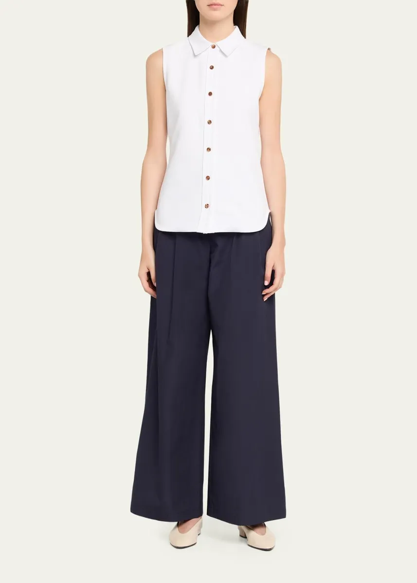 Lafayette 148 New York Park Wide-Leg Organic Cotton Poplin Pants | Thumbnail 2 Lafayette 148 New York Park Wide-Leg Organic Cotton Poplin Pants | Thumbnail 2