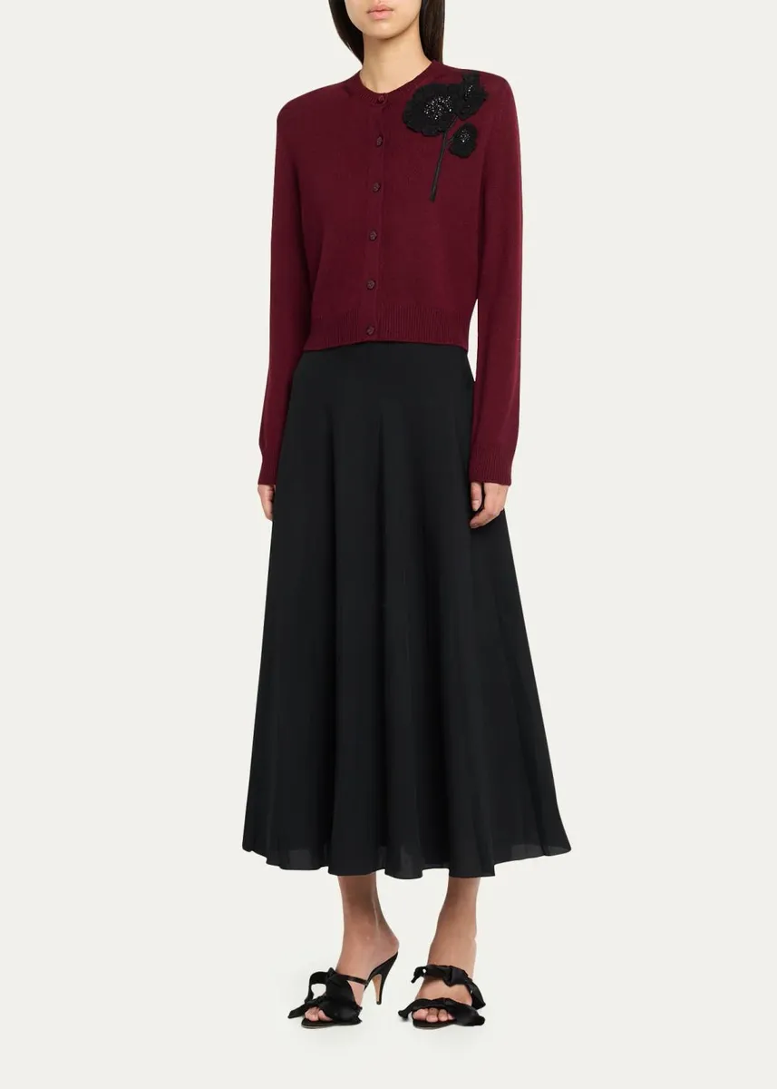 Erdem Embellished Flower Mikado Silk Midi Skirt | Thumbnail 2 Erdem Embellished Flower Mikado Silk Midi Skirt | Thumbnail 2