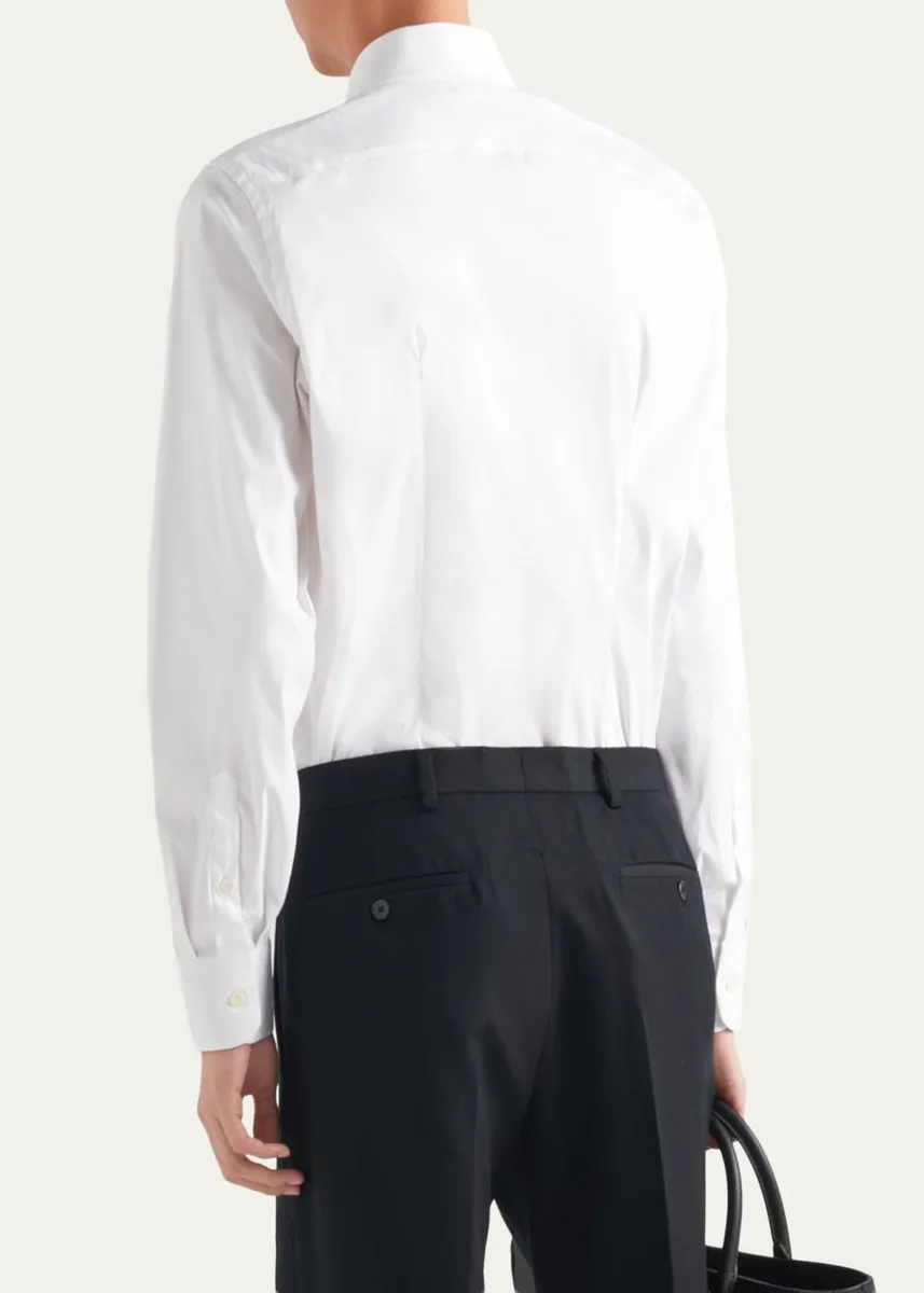 Prada Men's Poplin Stretch Sport Shirt | Thumbnail 3 Prada Men's Poplin Stretch Sport Shirt | Thumbnail 3