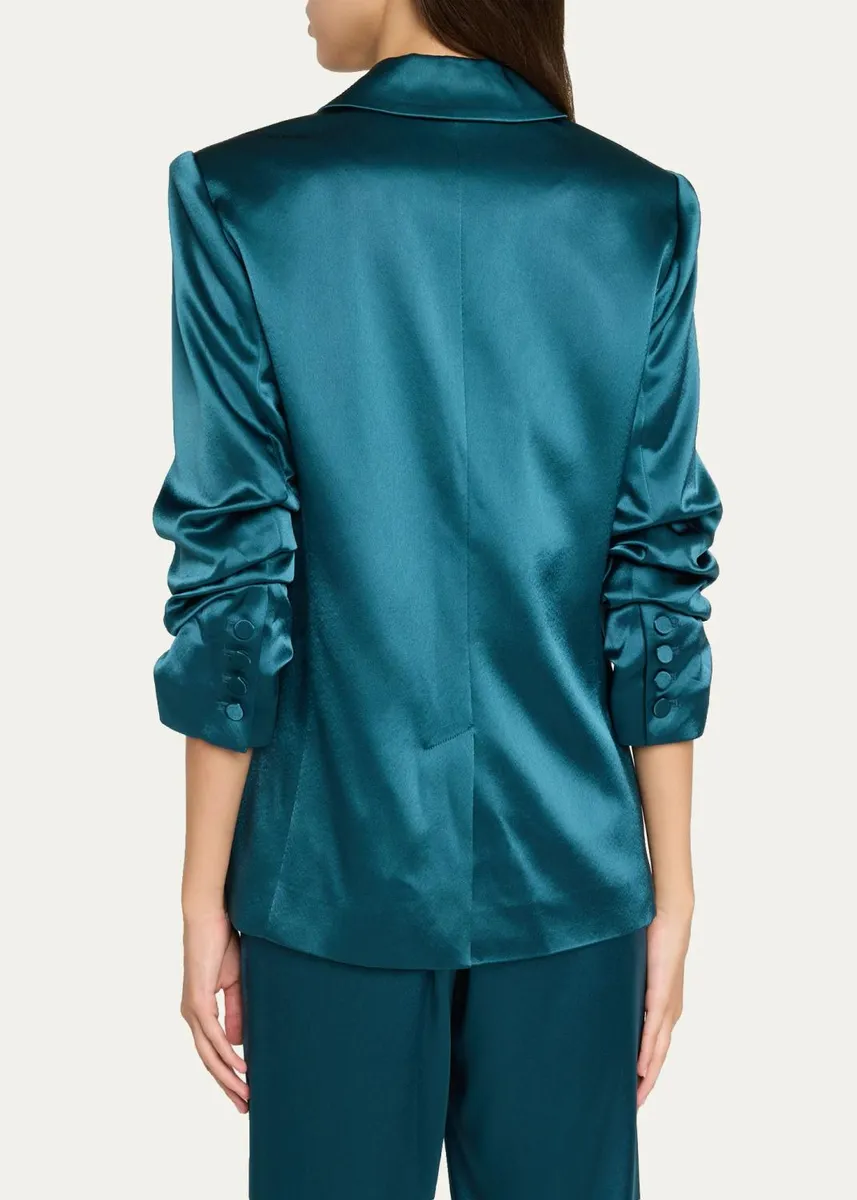 Cinq à Sept Kylie Scrunched-Sleeve Satin Blazer | Thumbnail 3 Cinq à Sept Kylie Scrunched-Sleeve Satin Blazer | Thumbnail 3