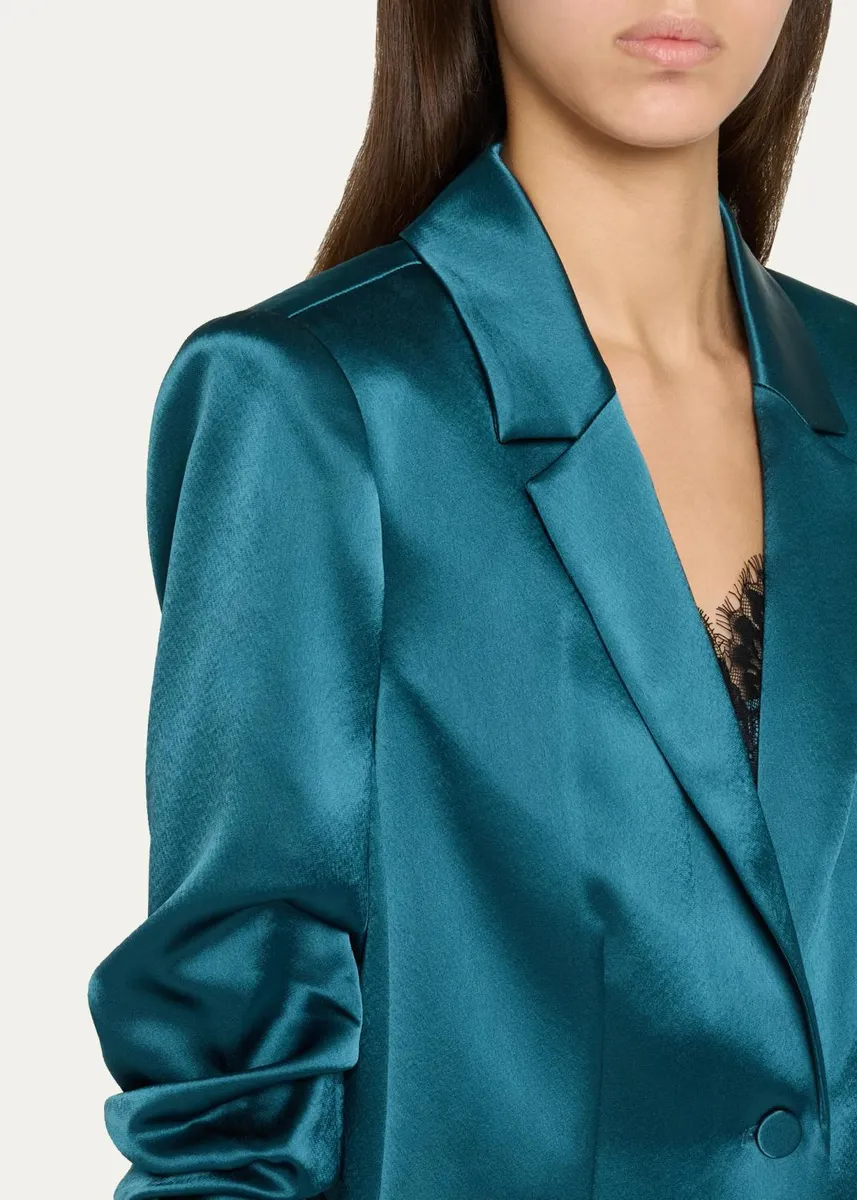 Cinq à Sept Kylie Scrunched-Sleeve Satin Blazer | Thumbnail 5 Cinq à Sept Kylie Scrunched-Sleeve Satin Blazer | Thumbnail 5