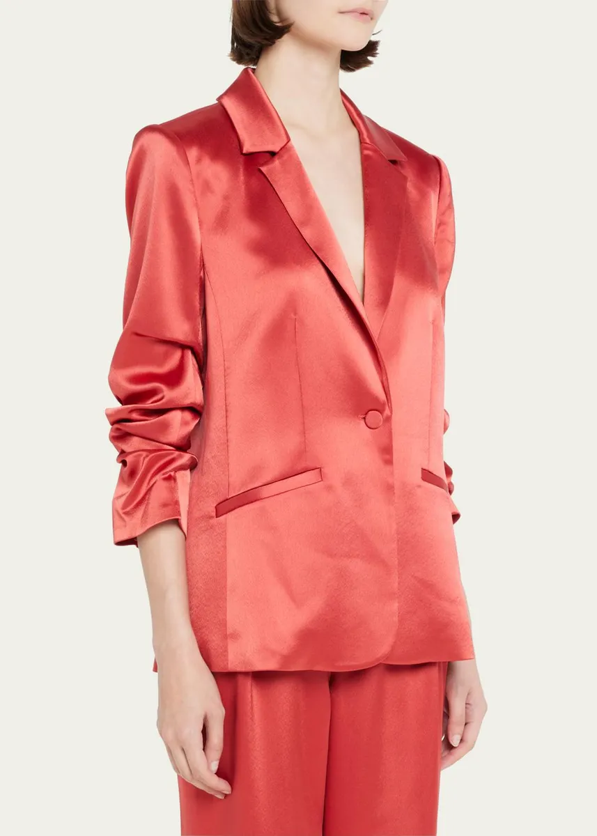 Cinq à Sept Kylie Scrunched-Sleeve Satin Blazer | Thumbnail 8 Cinq à Sept Kylie Scrunched-Sleeve Satin Blazer | Thumbnail 8