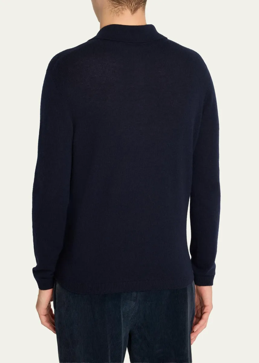 The Row Men's Ripley Cashmere Long-Sleeve Polo Sweater | Thumbnail 3 The Row Men's Ripley Cashmere Long-Sleeve Polo Sweater | Thumbnail 3