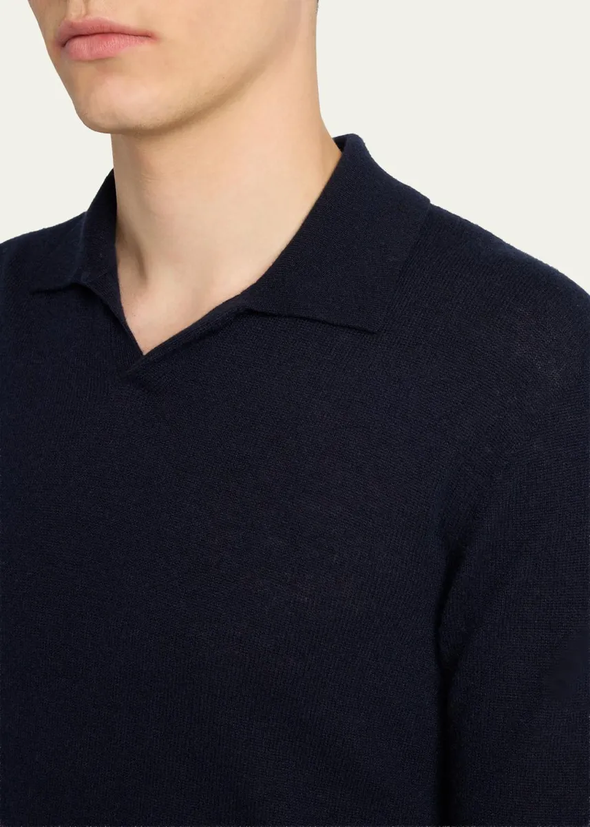 The Row Men's Ripley Cashmere Long-Sleeve Polo Sweater | Thumbnail 5 The Row Men's Ripley Cashmere Long-Sleeve Polo Sweater | Thumbnail 5