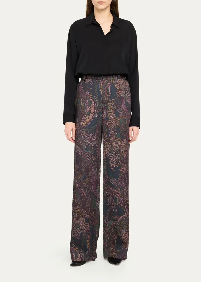 L'Agence Livvy Paisley High-Rise Straight-Leg Trousers | Thumbnail 2 L'Agence Livvy Paisley High-Rise Straight-Leg Trousers | Thumbnail 2
