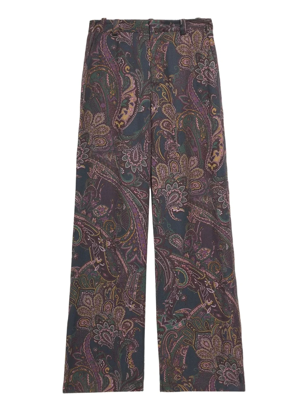 Livvy Paisley High-Rise Straight-Leg Trousers
