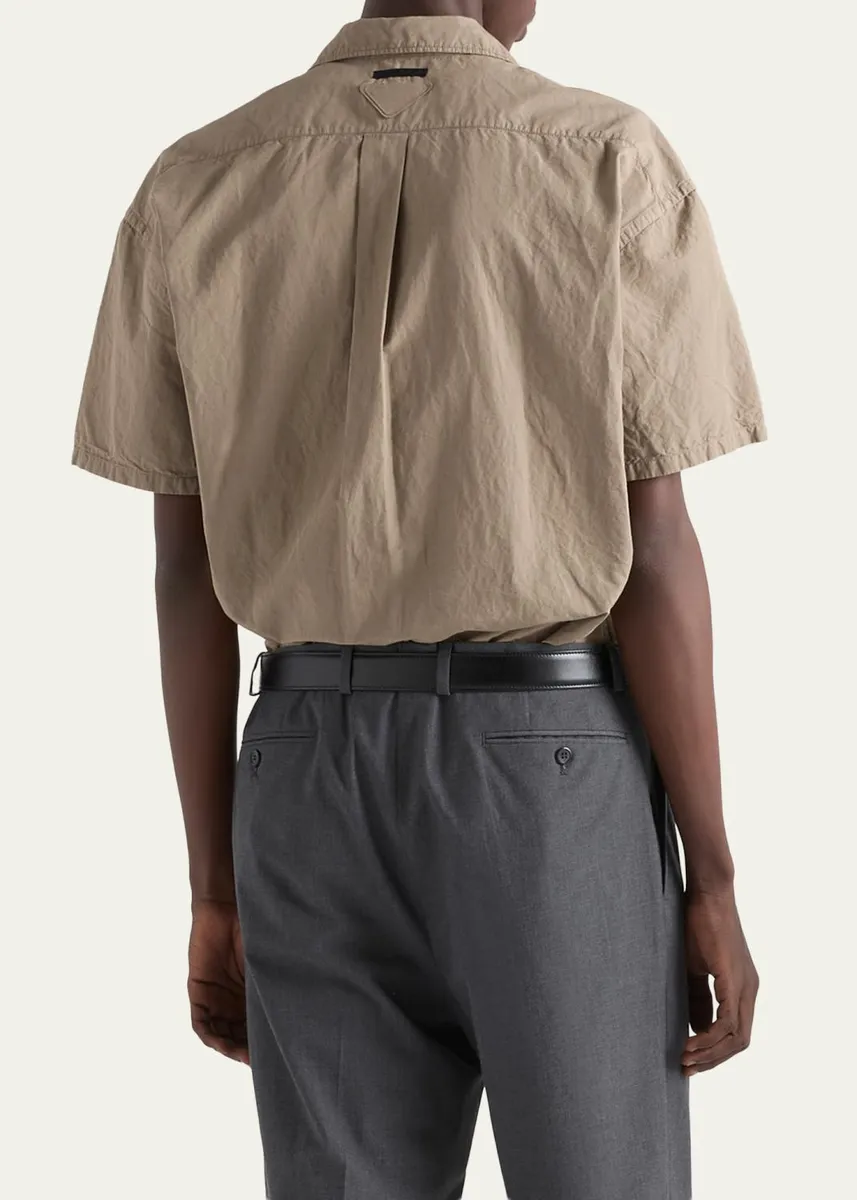 Prada Men's Cotton and Linen Short-Sleeve Shirt | Thumbnail 3