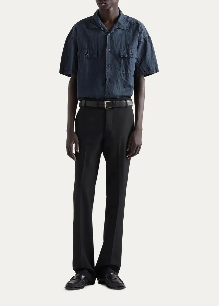 Prada Men's Cotton and Linen Short-Sleeve Shirt | Thumbnail 6