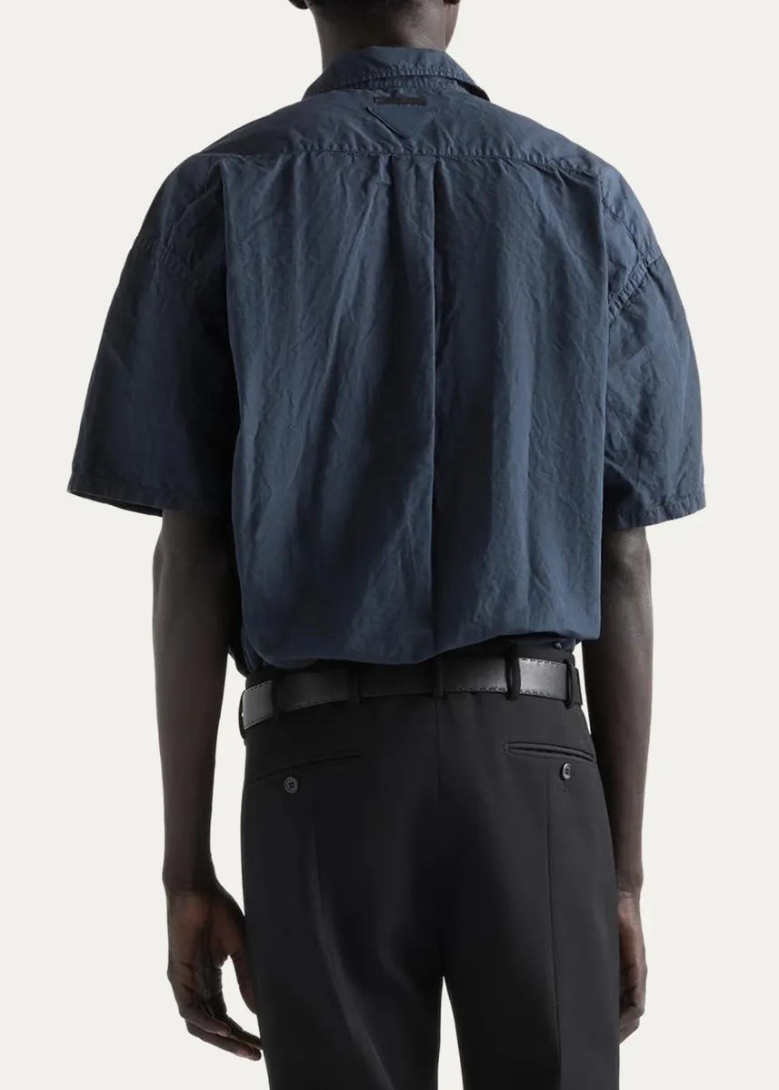 Prada Men's Cotton and Linen Short-Sleeve Shirt | Thumbnail 7