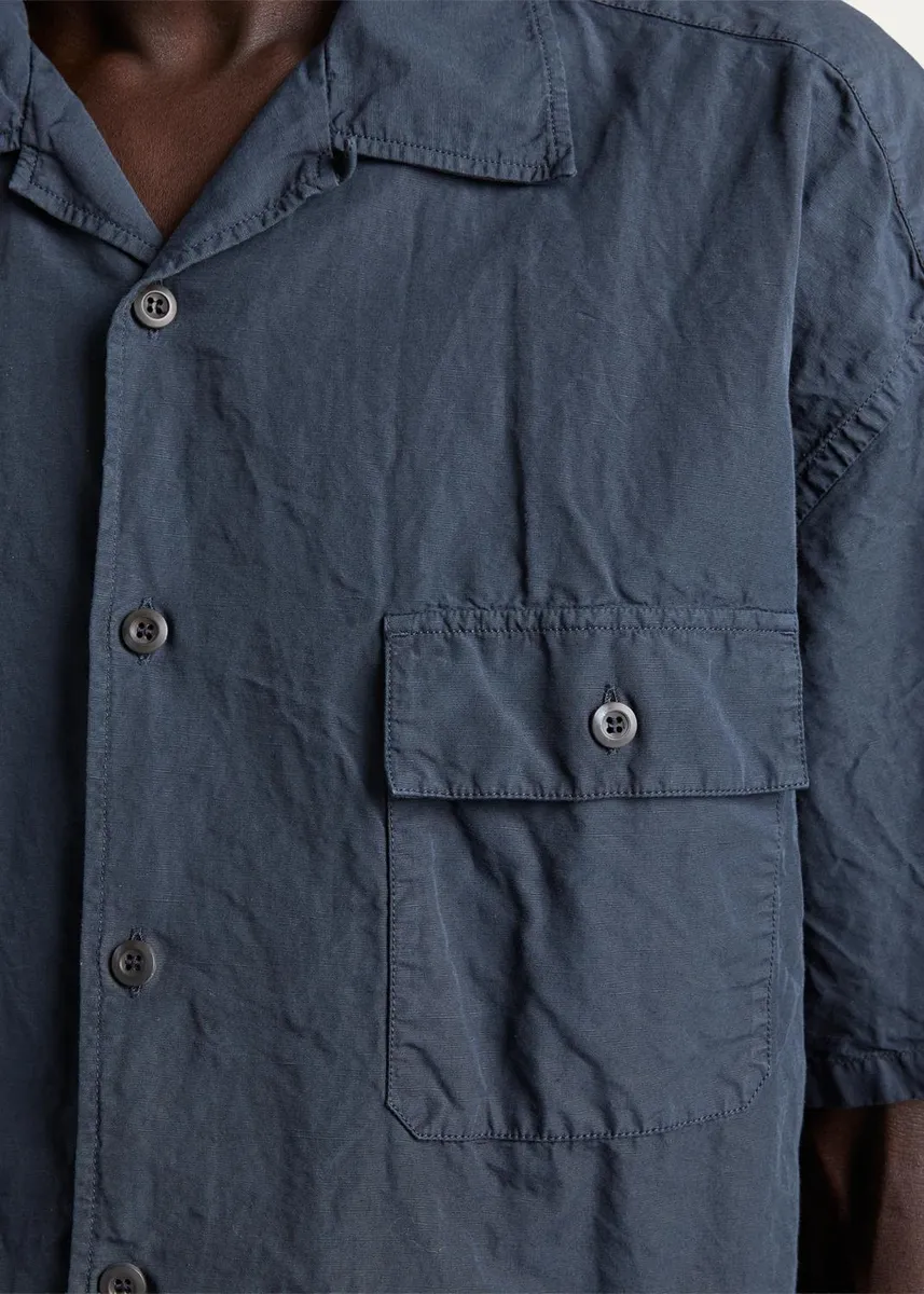 Prada Men's Cotton and Linen Short-Sleeve Shirt | Thumbnail 9