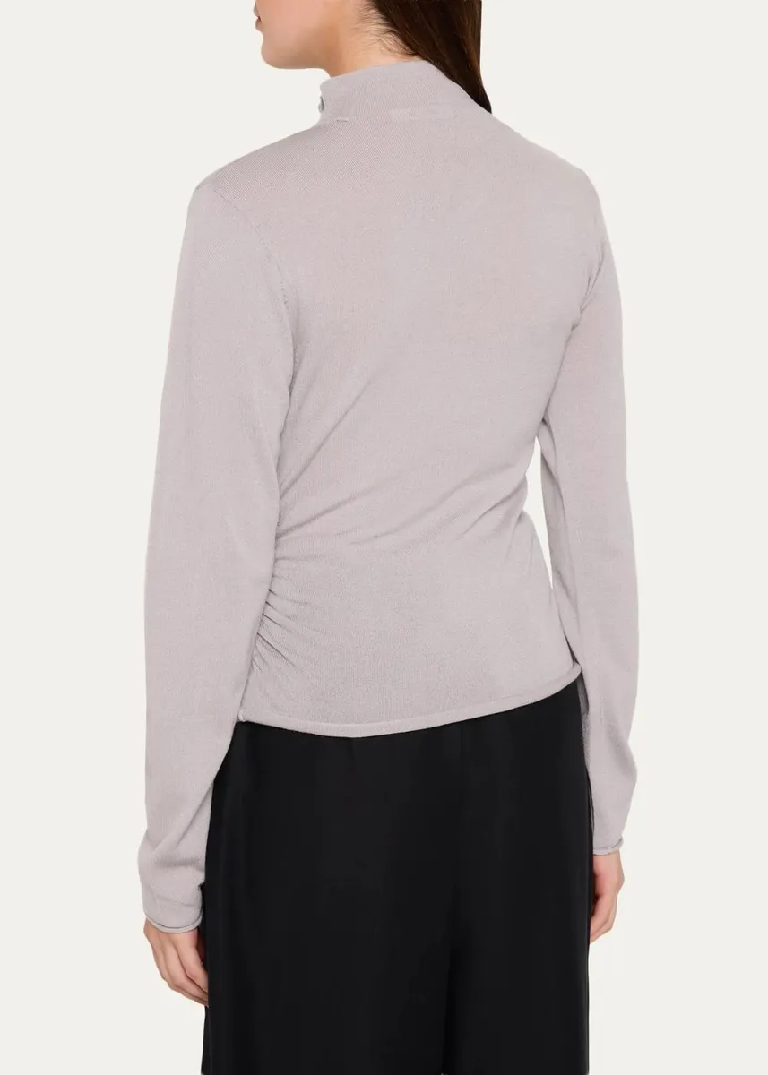 Helmut Lang Asymmetric Button Mock-Neck Knit Top | Thumbnail 3