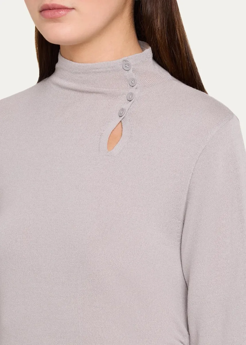 Helmut Lang Asymmetric Button Mock-Neck Knit Top | Thumbnail 5