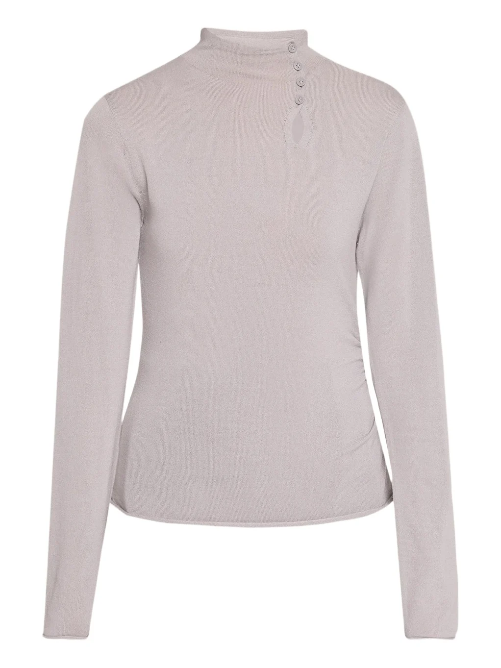 Helmut Lang Asymmetric Button Mock-Neck Knit Top