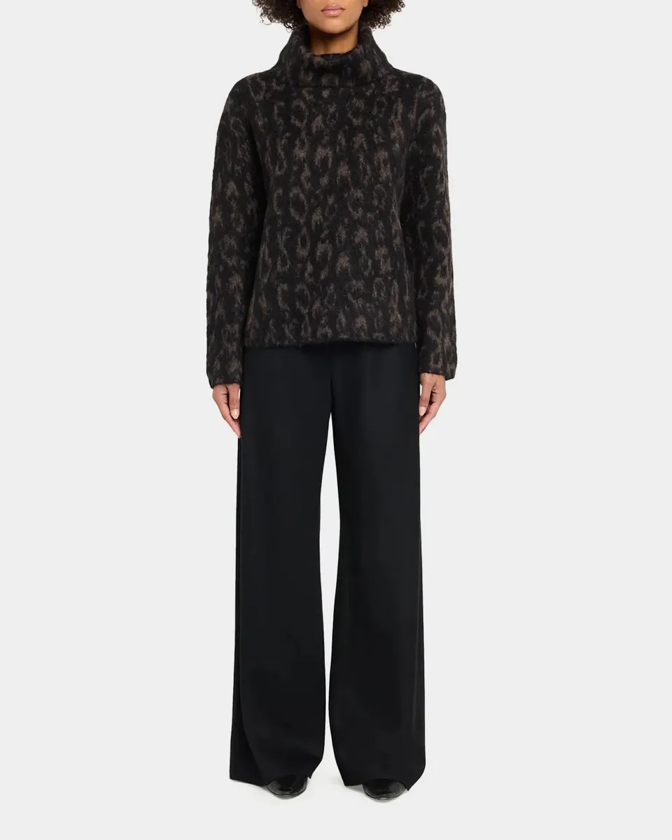 Vince Leopard-Jacquard Oversized Turtleneck Sweater | Thumbnail 2